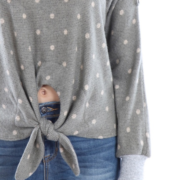 Olive Cold Shoulder Polka Dot  Knit Top - Picture 4 of 6